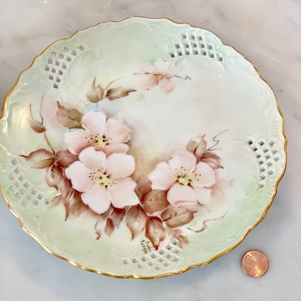 Vintage 1979 Hand Painted Cherry Blossom Plate